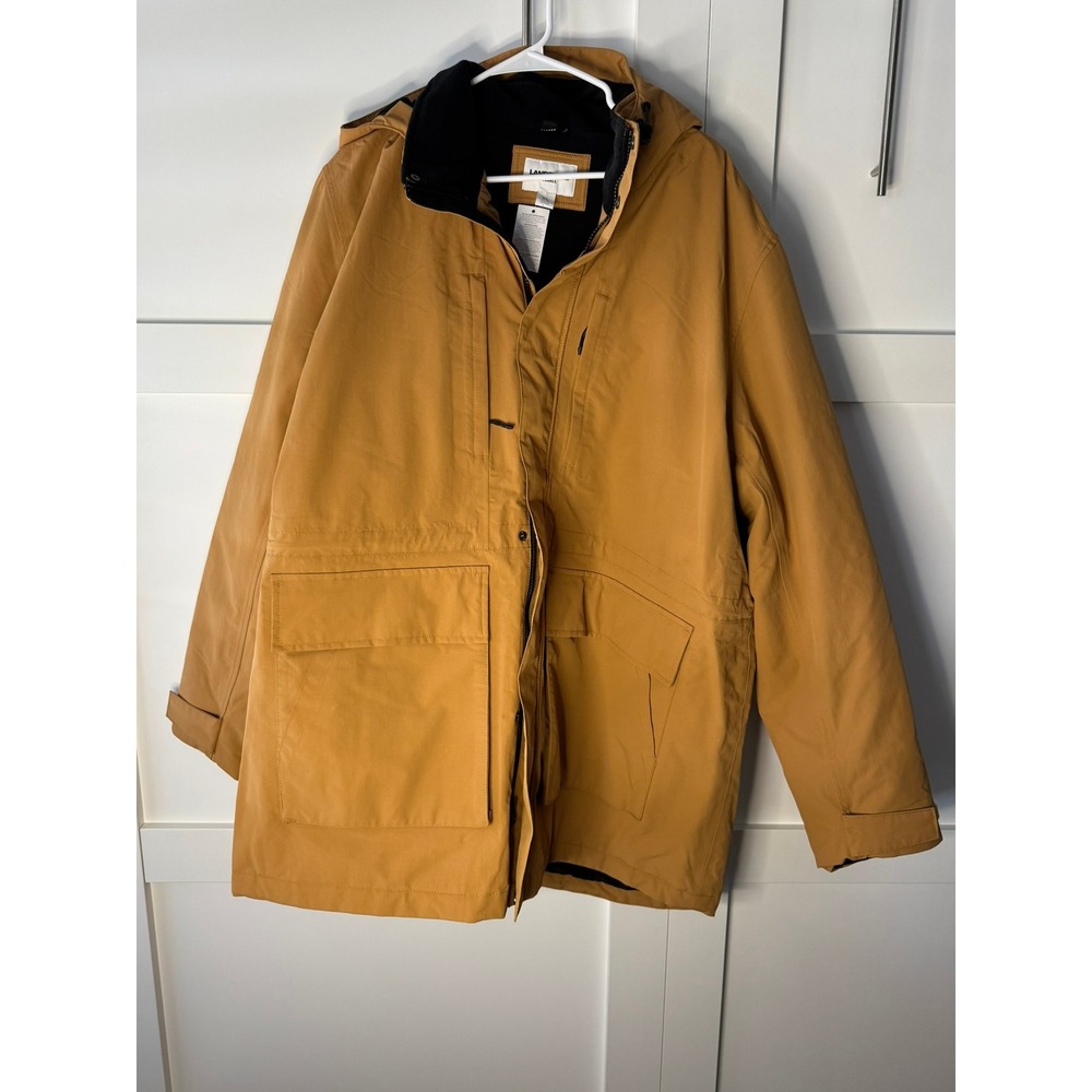 Lands End Squall Parka Mens XL Ochre‎ Yellow Fleece Lined Hooded Winter Jacket